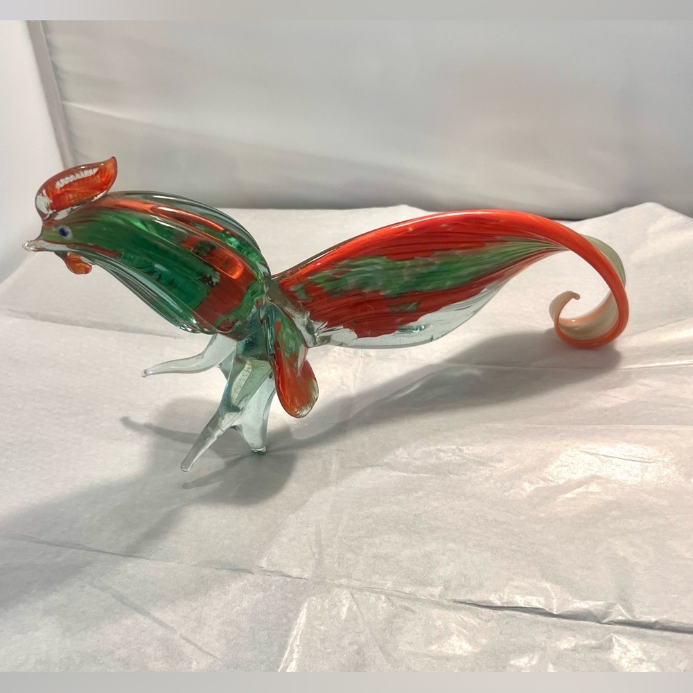 Vintage Art Glass Fighting Rooster
